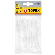 Opaski zaciskowe 2.5 x 100 mm, TOPEX 100 szt., białe 44E975