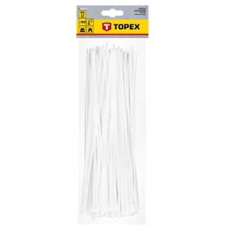 Opaski zaciskowe 3.6 x 300 mm, TOPEX, 100 szt., białe 44E974