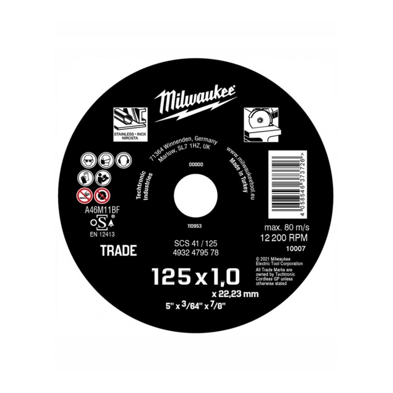 Tarcza do cięcia metalu 125x1.0mm 1 szt. MILWAUKEE 4932479578 Tarcza do cięcia metalu 125x1.0mm 1 szt. MILWAUKEE 4932479578