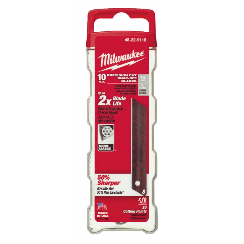 WYMIENNE OSTRZA ŁAMANE 18MM 10SZT MILWAUKEE 48229118 WYMIENNE OSTRZA ŁAMANE 18MM 10SZT MILWAUKEE 48229118