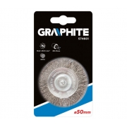 SZCZOTKA DRUCIANA TARCZOWA Z TRZPIENIEM 50MM INOX GRAPHITE 57H601