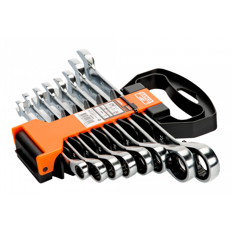 ZESTAW KLUCZY PŁASKO-OCZKOWYCH Z GRZECHOTKĄ 8-19 MM BAHCO 1RM/SH8 ZESTAW KLUCZY PŁASKO-OCZKOWYCH Z GRZECHOTKĄ 8-19 MM BAHCO 1RM/SH8