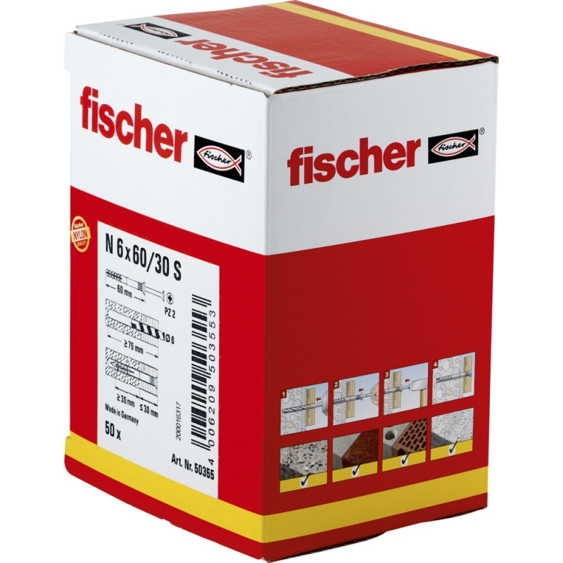 KOŁEK WBIJANY N 6 x 60/30 S FISCHER 50355 KOŁEK WBIJANY N 6 x 60/30 S FISCHER 50355