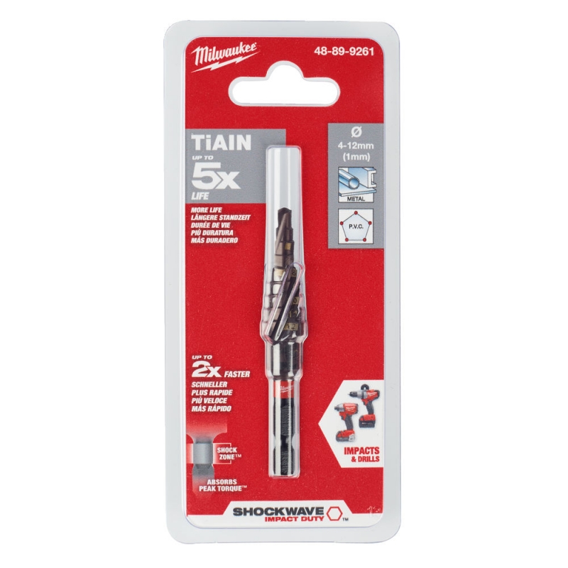 WIERTŁO STOPNIOWE UDAROWE SHOCKWAVE 4-12/1mm MILWAUKEE 48899261 WIERTŁO STOPNIOWE UDAROWE SHOCKWAVE 4-12/1mm MILWAUKEE 48899261