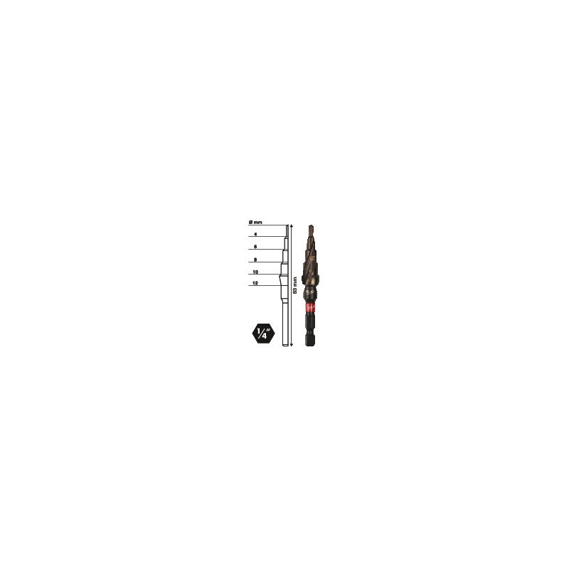 WIERTŁO STOPNIOWE UDAROWE 4-12/2mm SHOCKWAVE MILWAUKEE 48899262 WIERTŁO STOPNIOWE UDAROWE 4-12/2mm SHOCKWAVE MILWAUKEE 48899262