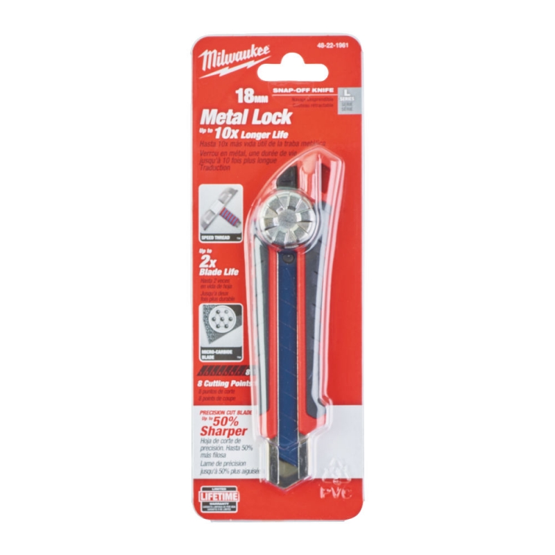 NÓŻYK Z ŁAMANYM OSTRZEM 18MM MILWAUKEE 48221961 NÓŻYK Z ŁAMANYM OSTRZEM 18MM MILWAUKEE 48221961