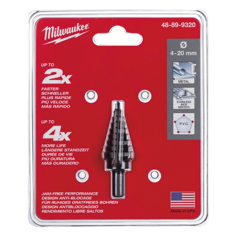 WIERTŁO STOPNIOWE 4-20MM MILWAUKEE 48899320 WIERTŁO STOPNIOWE 4-20MM MILWAUKEE 48899320
